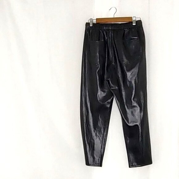 Zara Faux Leather Pants Black S The Weekend Ankle Elastic Waist Pleats - Picture 9 of 11